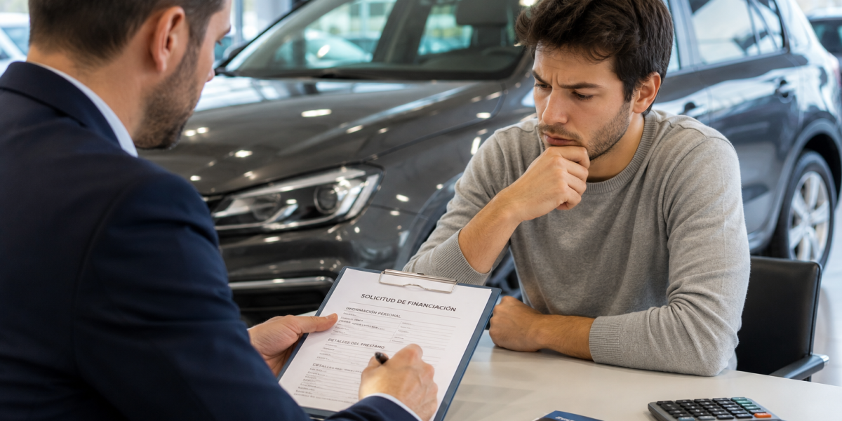 Persona revisando opciones para financiar un coche estando en ASNEF
