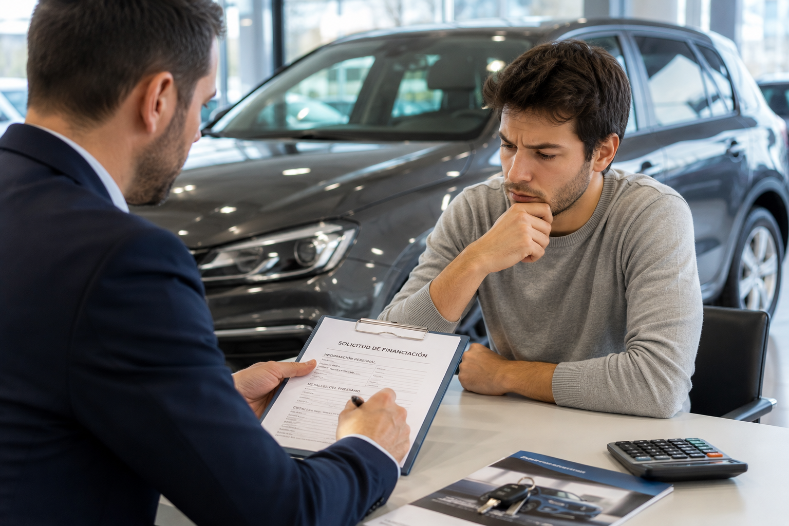 Persona revisando opciones para financiar un coche estando en ASNEF